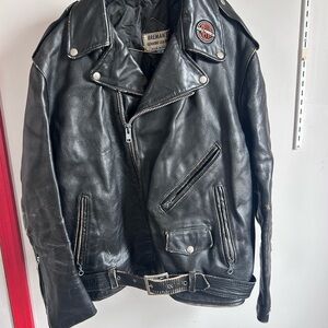 Black Leather Biker Jacket for Men